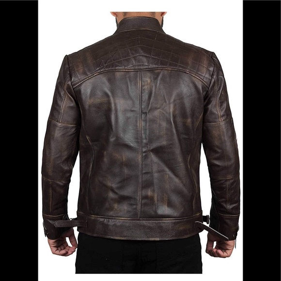 🍔 Diamond1 Tall Men Ruboff Real leather brown bomber jacket new With tags 👑 - Picture 4 of 6